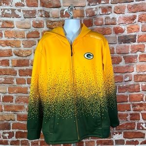 Green Bay Packers Reebok track hooded jacket zip up hoodie XL Onfield Reebok